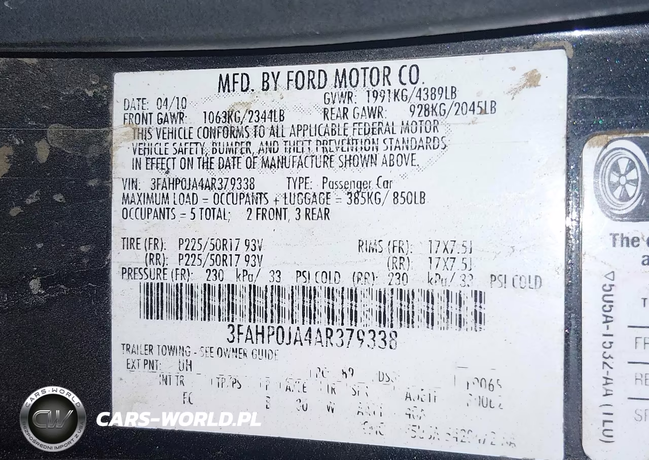 2010 Ford Fusion Sel VIN:3FAHP0JA4AR379338 - 9