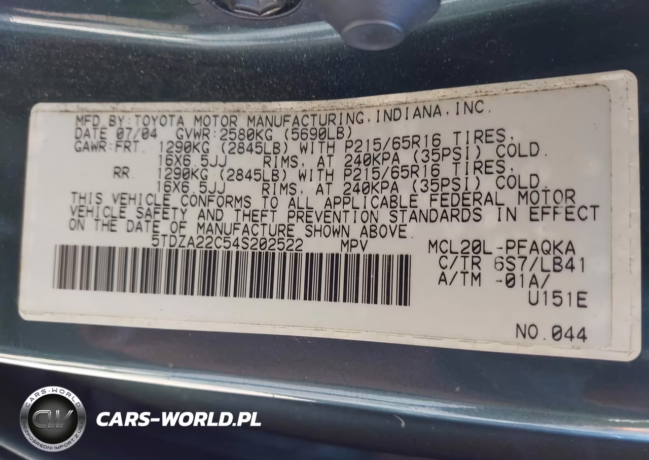 2004 Toyota Sienna Xle VIN:5TDZA22C54S202522 - 9