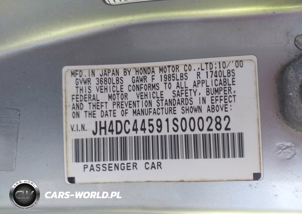 2001 Acura Integra Ls VIN:JH4DC44591S000282 - 9
