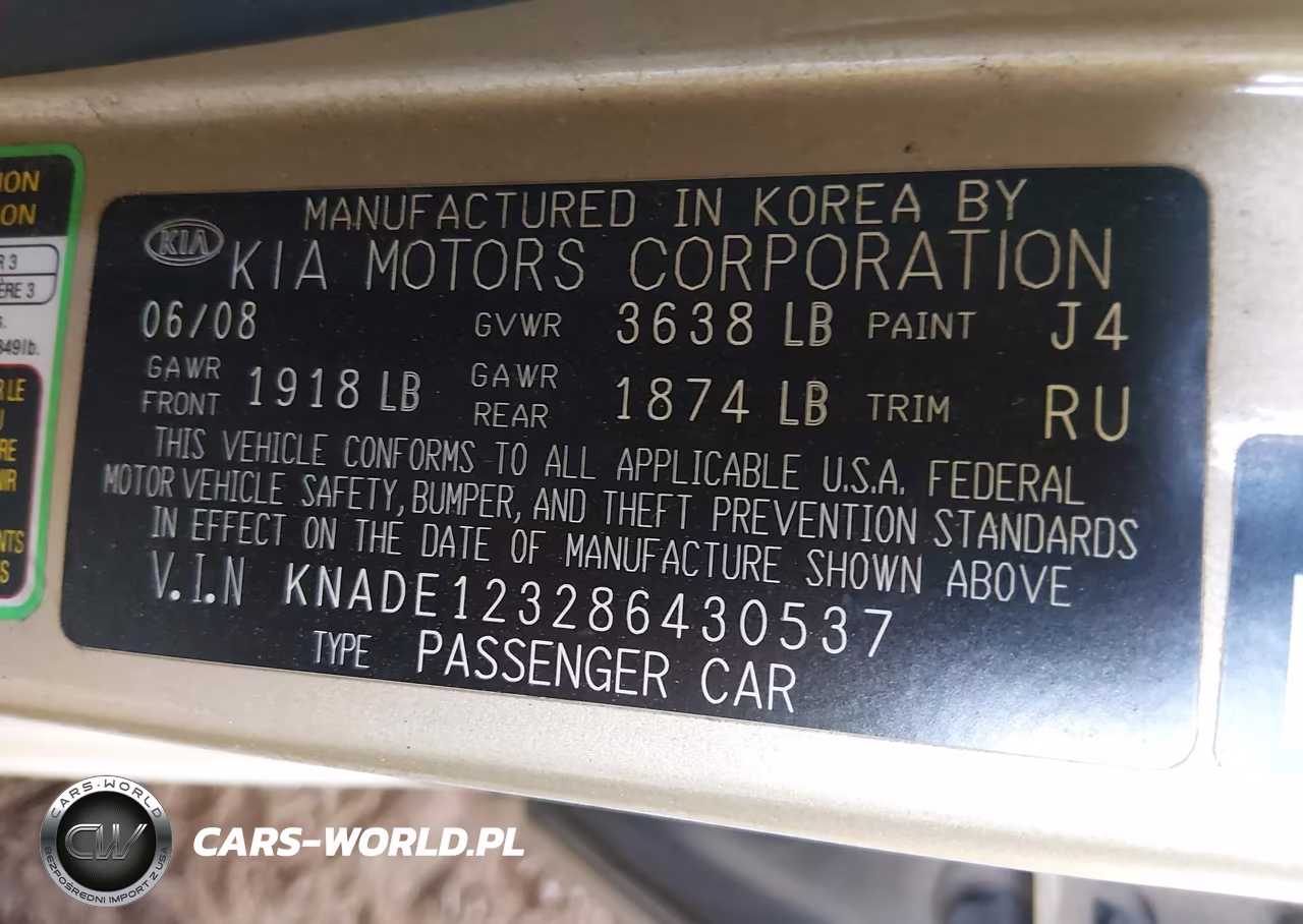 2008 Kia Rio Lx VIN:KNADE123286430537 - 9