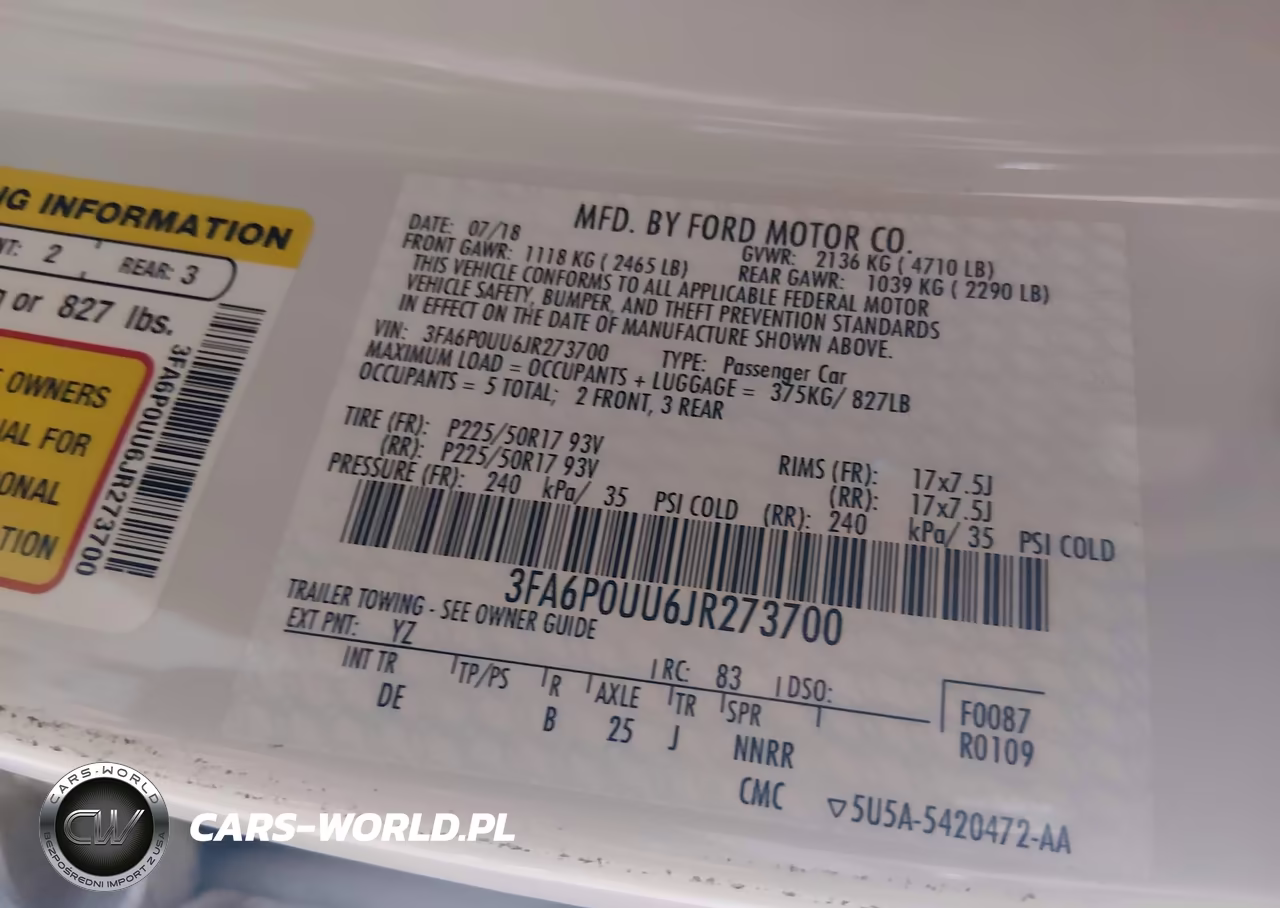 2018 Ford Fusion Hybrid S VIN:3FA6P0UU6JR273700 - 9