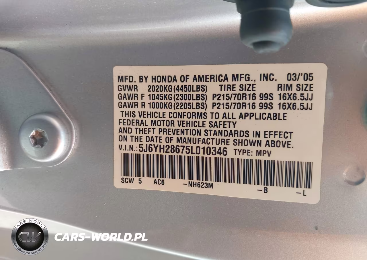 2005 Honda Element Ex VIN:5J6YH28675L010346 - 9