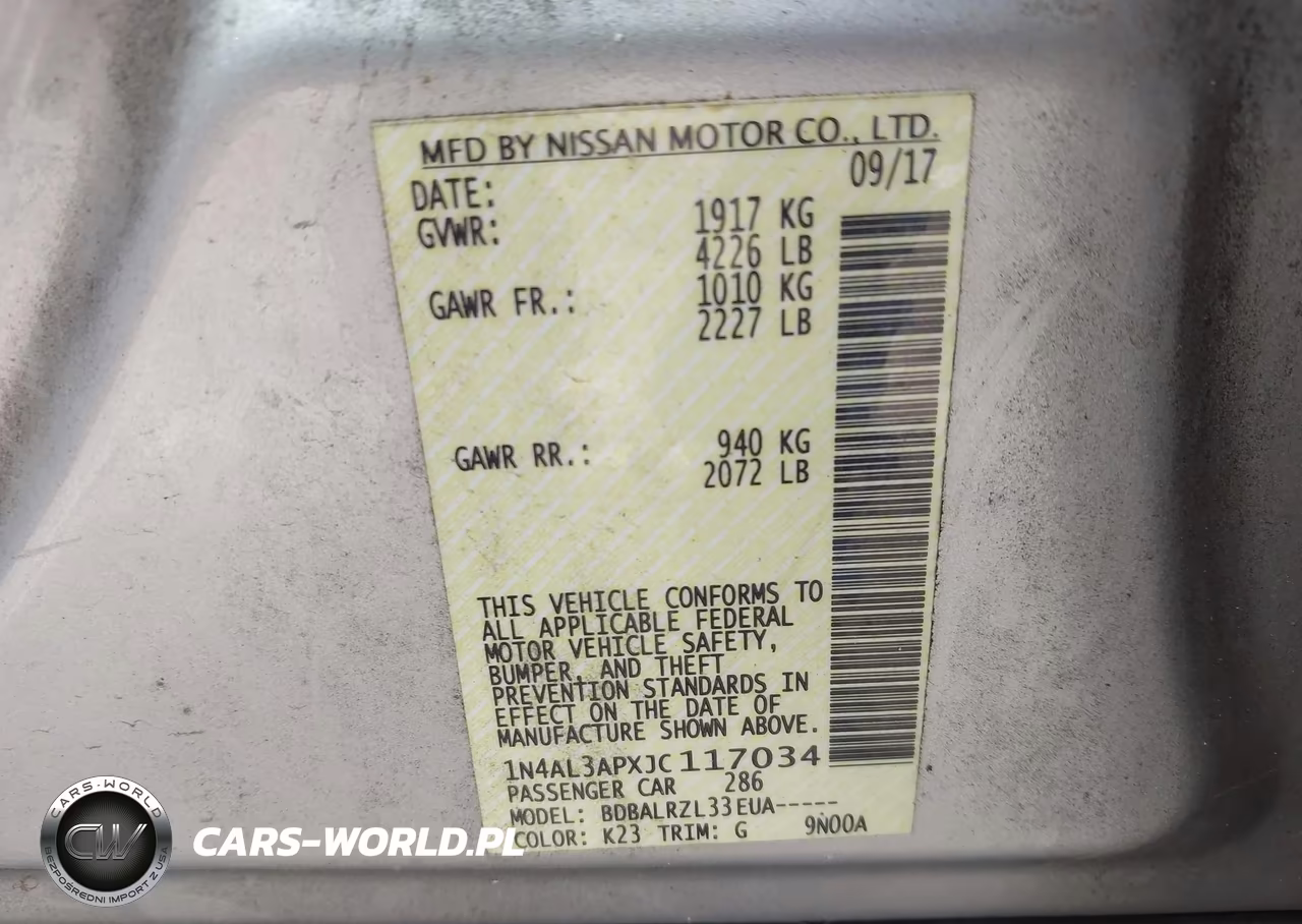 2018 Nissan Altima 2.5 Sl VIN:1N4AL3APXJC117034 - 9
