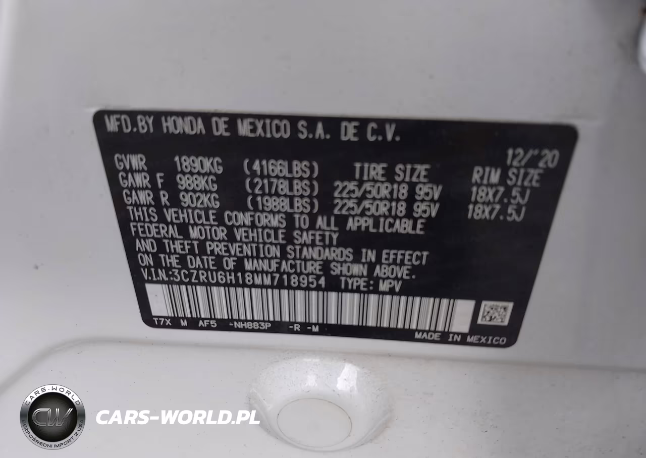 2021 Honda Hr-V Awd Sport VIN:3CZRU6H18MM718954 - 9