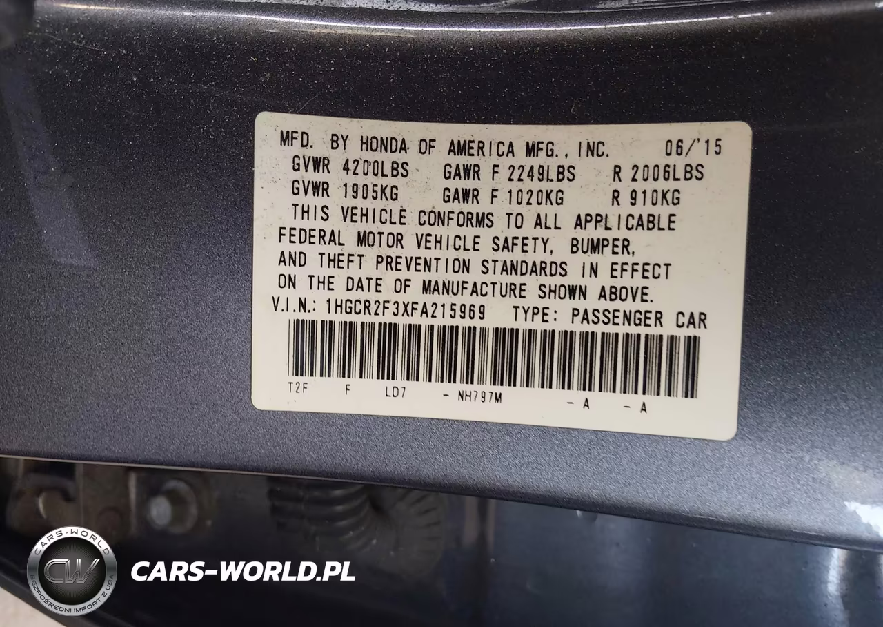 2015 Honda Accord Lx VIN:1HGCR2F3XFA215969 - 9