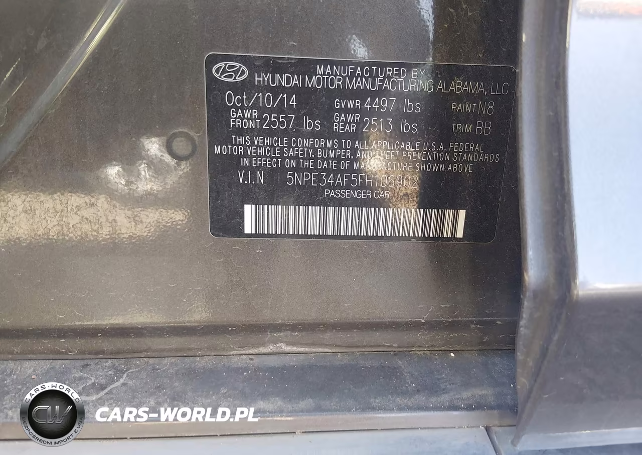 2015 Hyundai Sonata Limited VIN:5NPE34AF5FH106902 - 9