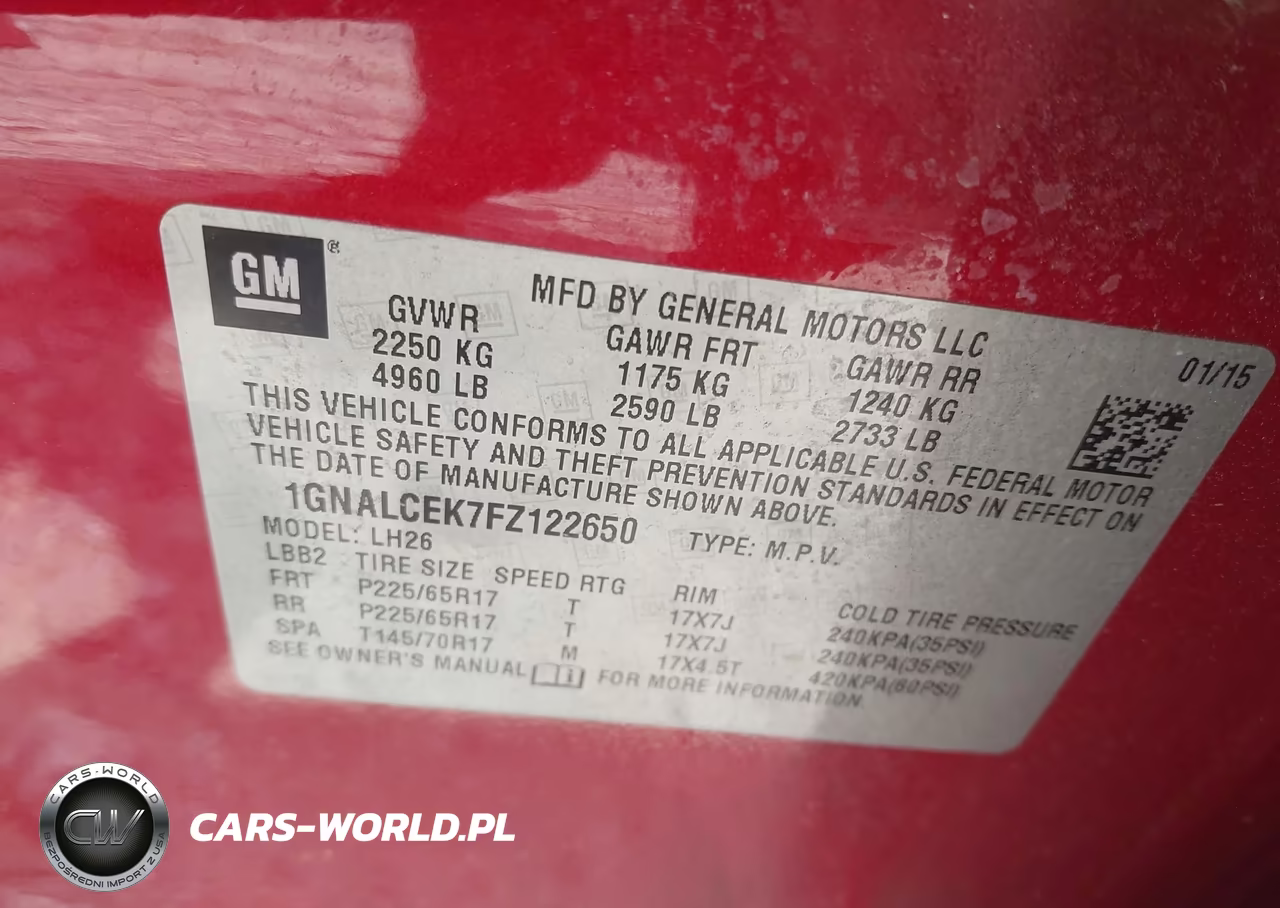 2015 Chevrolet Equinox 2Lt VIN:1GNALCEK7FZ122650 - 9