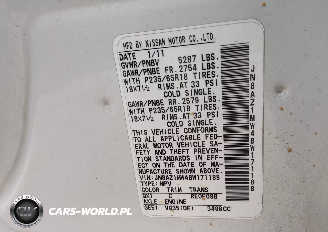 2011 Nissan Murano Sl VIN:JN8AZ1MW4BW171188 - 9