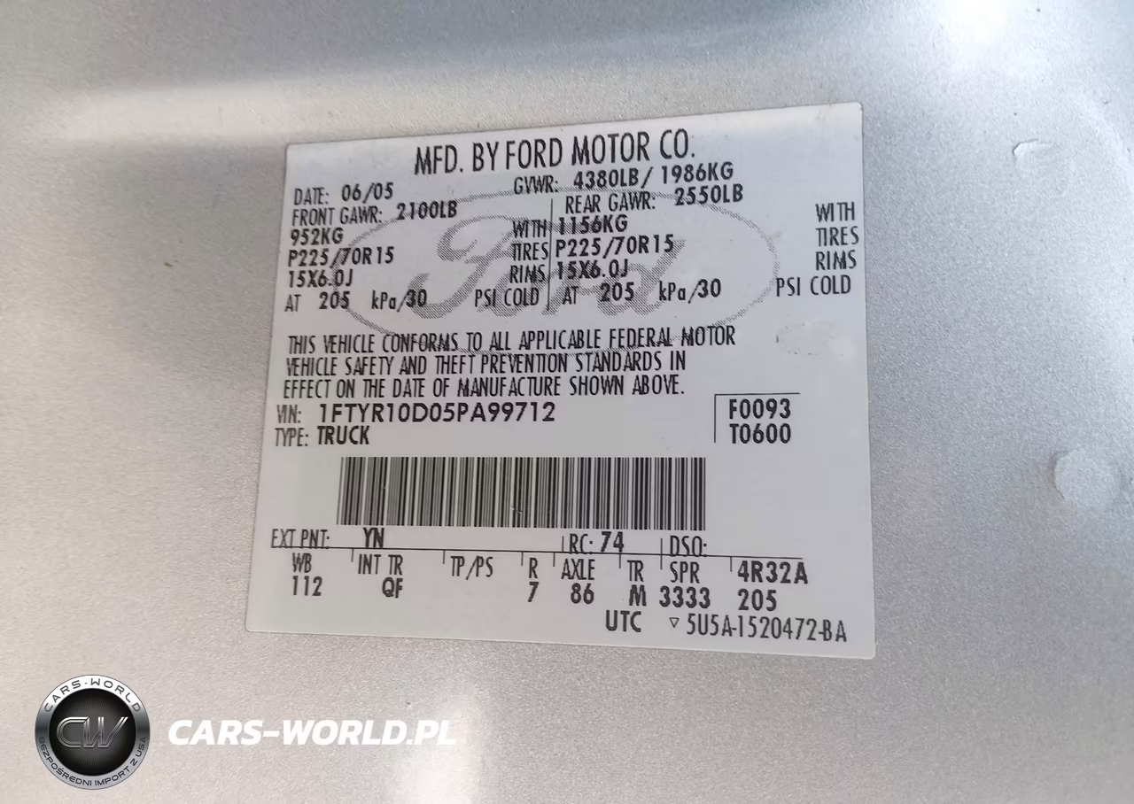 2005 Ford Ranger Xl-Xls-Xlt VIN:1FTYR10D05PA99712 - 9