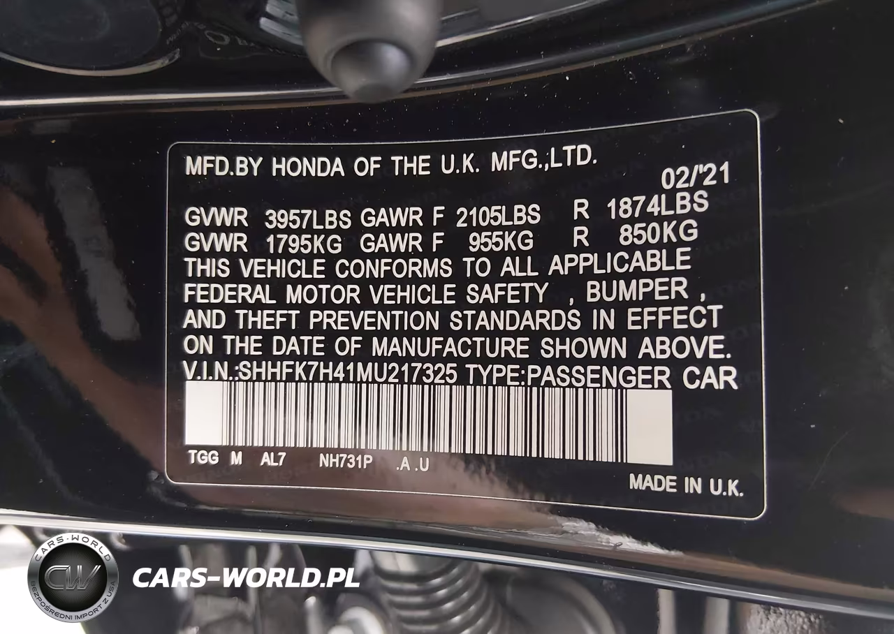 2021 Honda Civic Sport VIN:SHHFK7H41MU217325 - 9