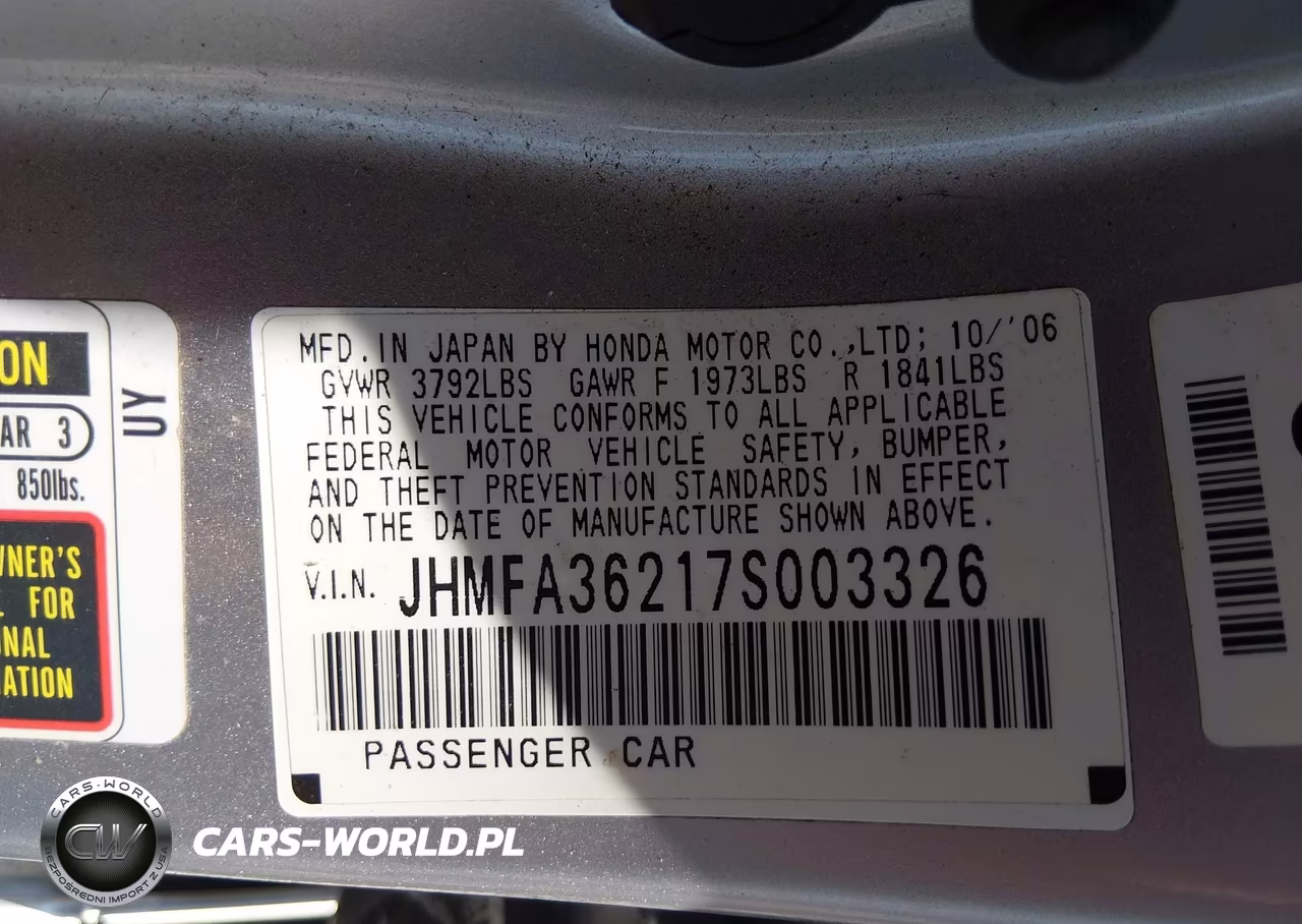 2007 Honda Civic Hybrid VIN:JHMFA36217S003326 - 9