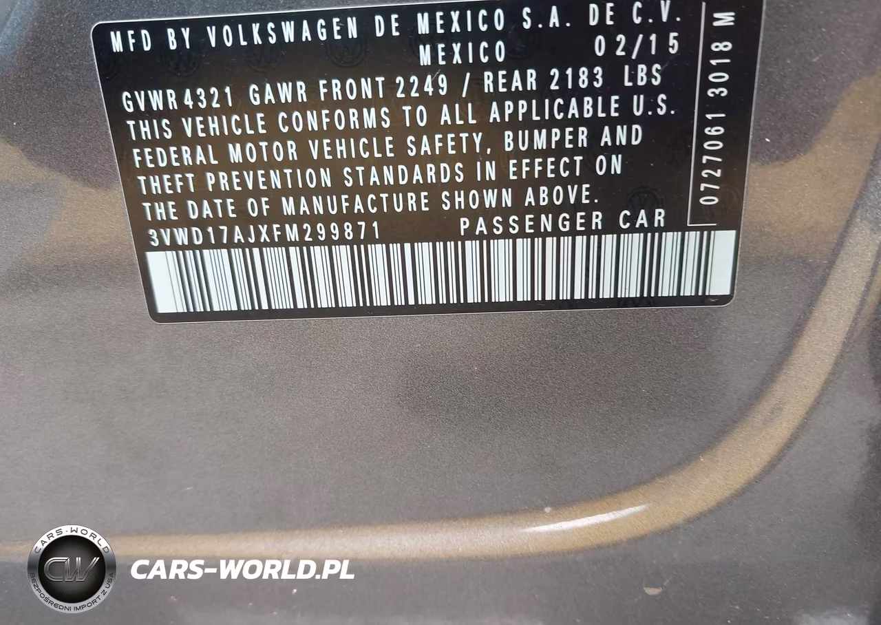 2015 Volkswagen Jetta 1.8T Se VIN:3VWD17AJXFM299871 - 9