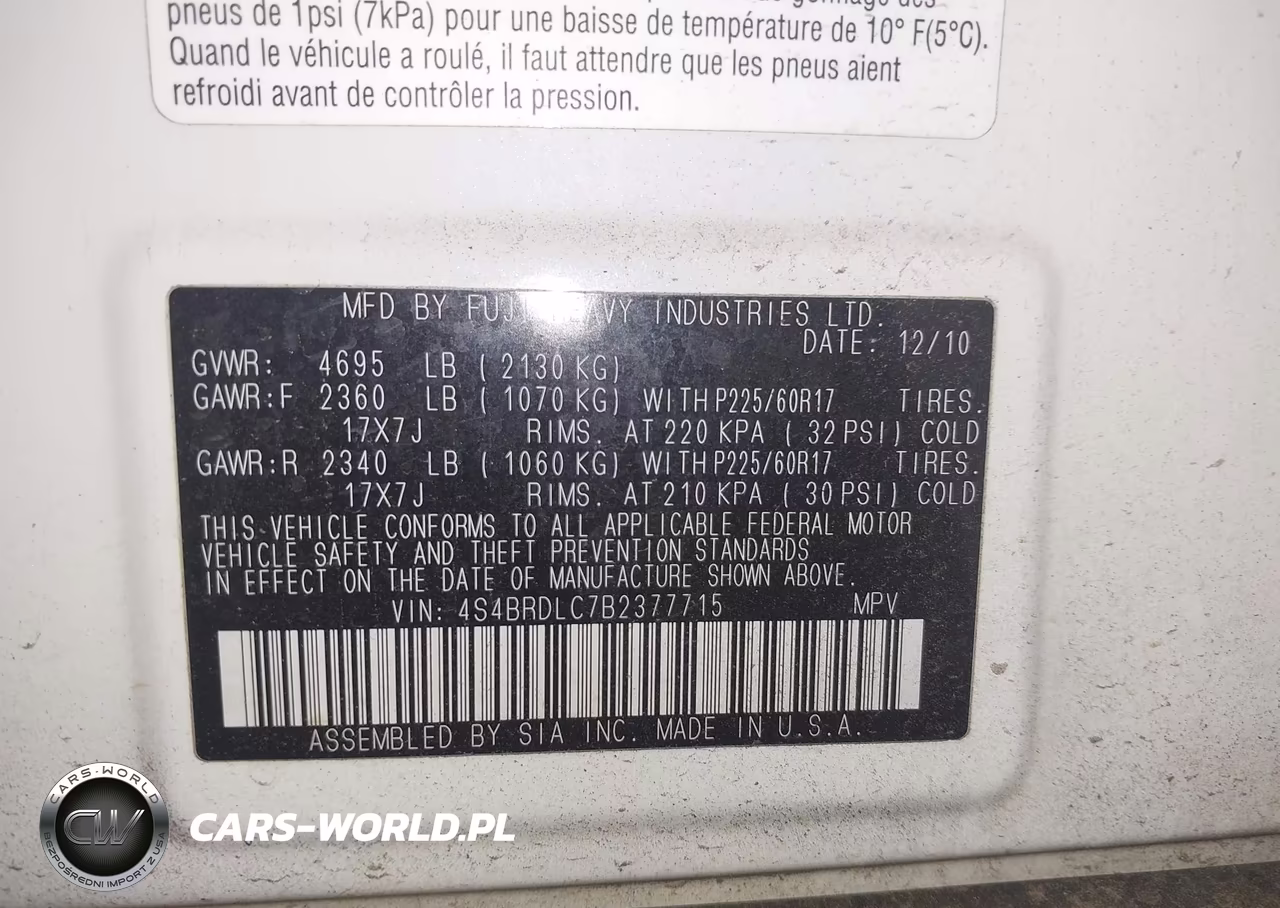 2011 Subaru Outback 3.6R Limited VIN:4S4BRDLC7B2377715 - 9