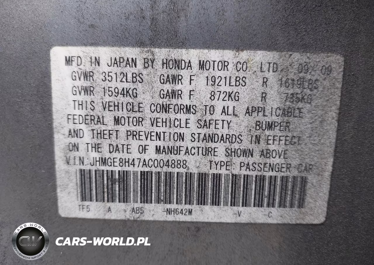 2010 Honda Fit Sport VIN:JHMGE8H47AC004888 - 9