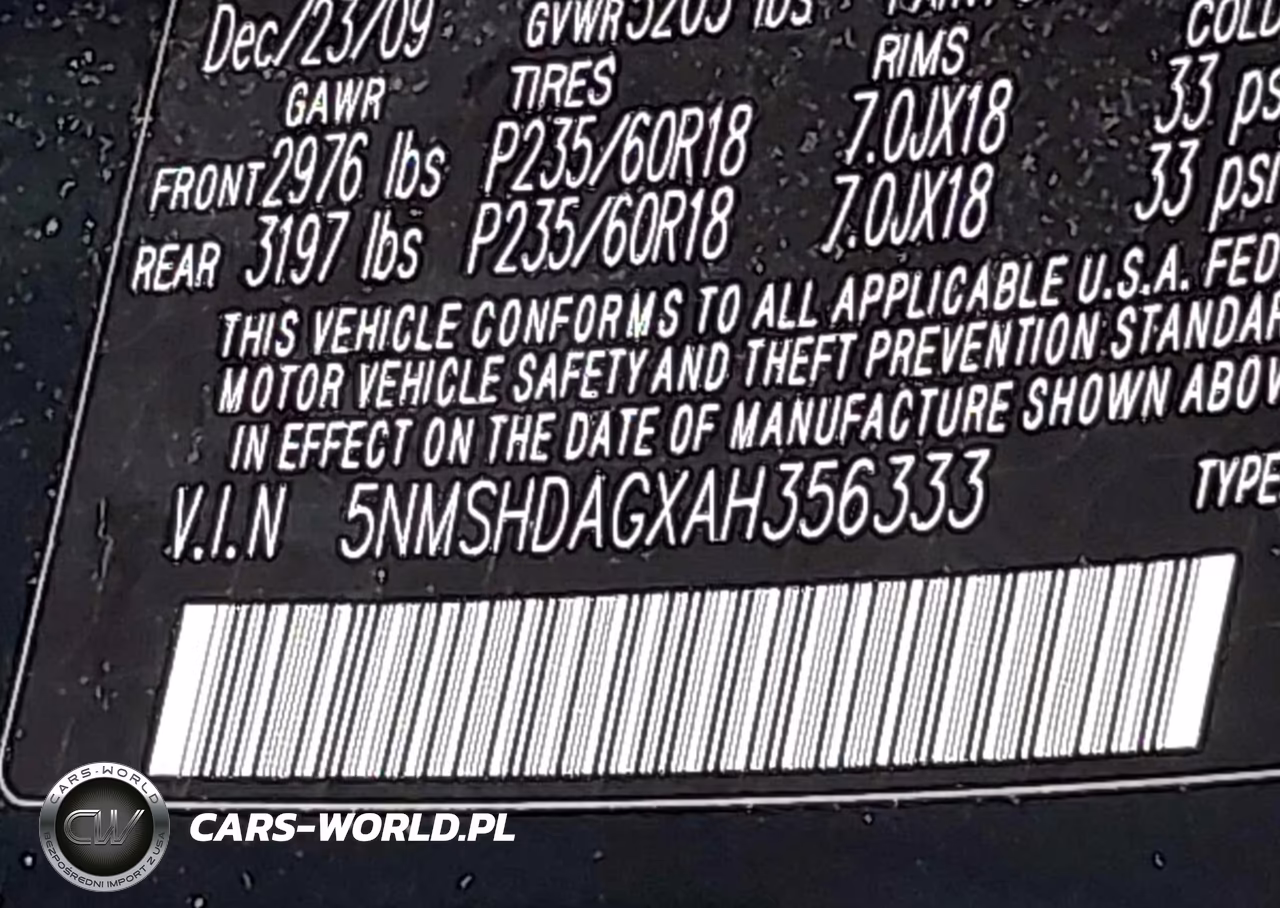 2010 Hyundai Santa Fe Se VIN:5NMSHDAGXAH356333 - 9