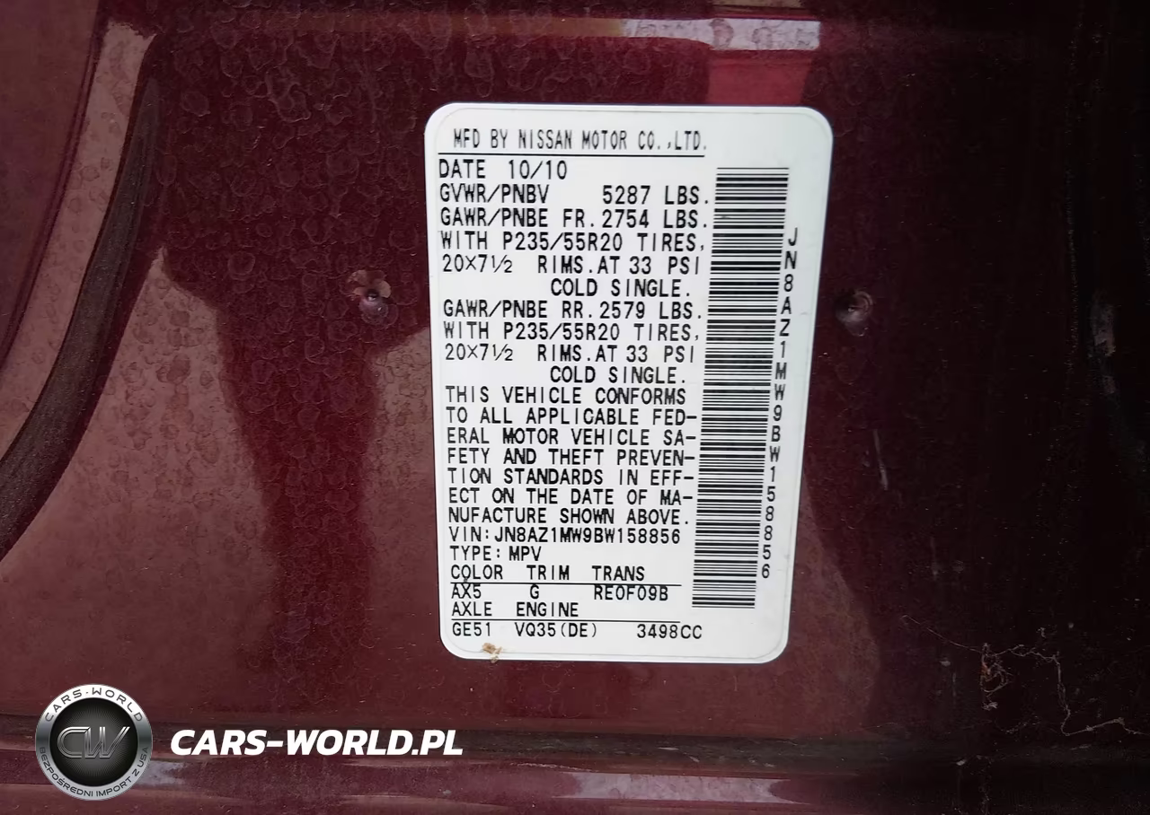 2011 Nissan Murano Le VIN:JN8AZ1MW9BW158856 - 9