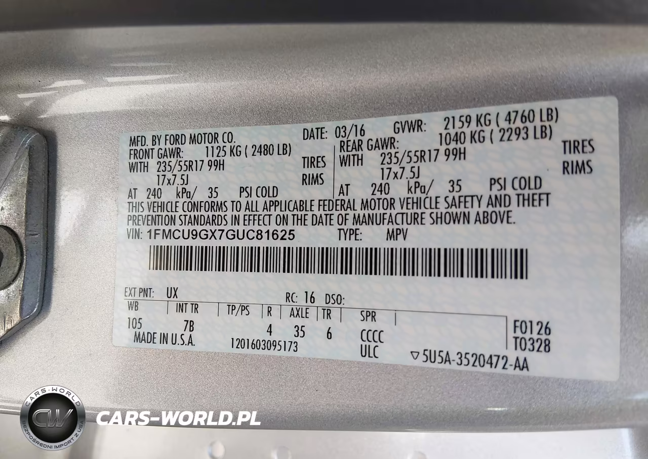 2016 Ford Escape Se VIN:1FMCU9GX7GUC81625 - 9