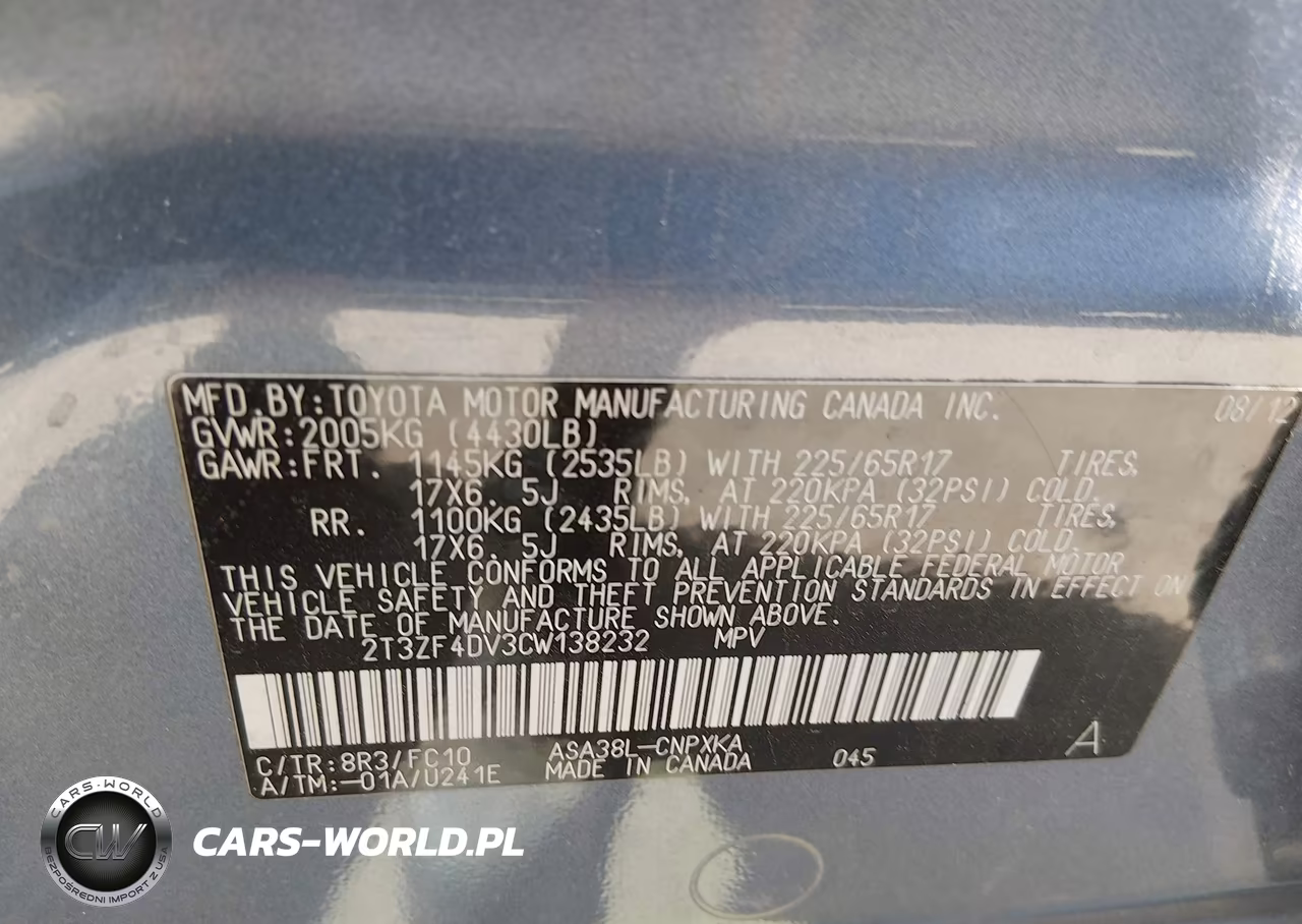 2012 Toyota Rav4 VIN:2T3ZF4DV3CW138232 - 9
