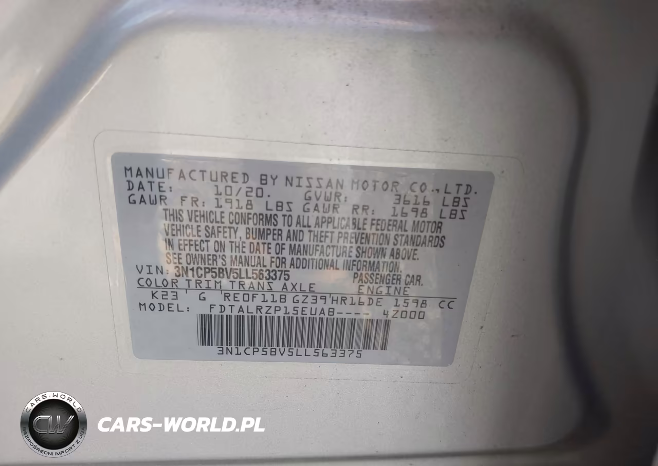 2020 Nissan Kicks S Xtronic Cvt VIN:3N1CP5BV5LL563375 - 9