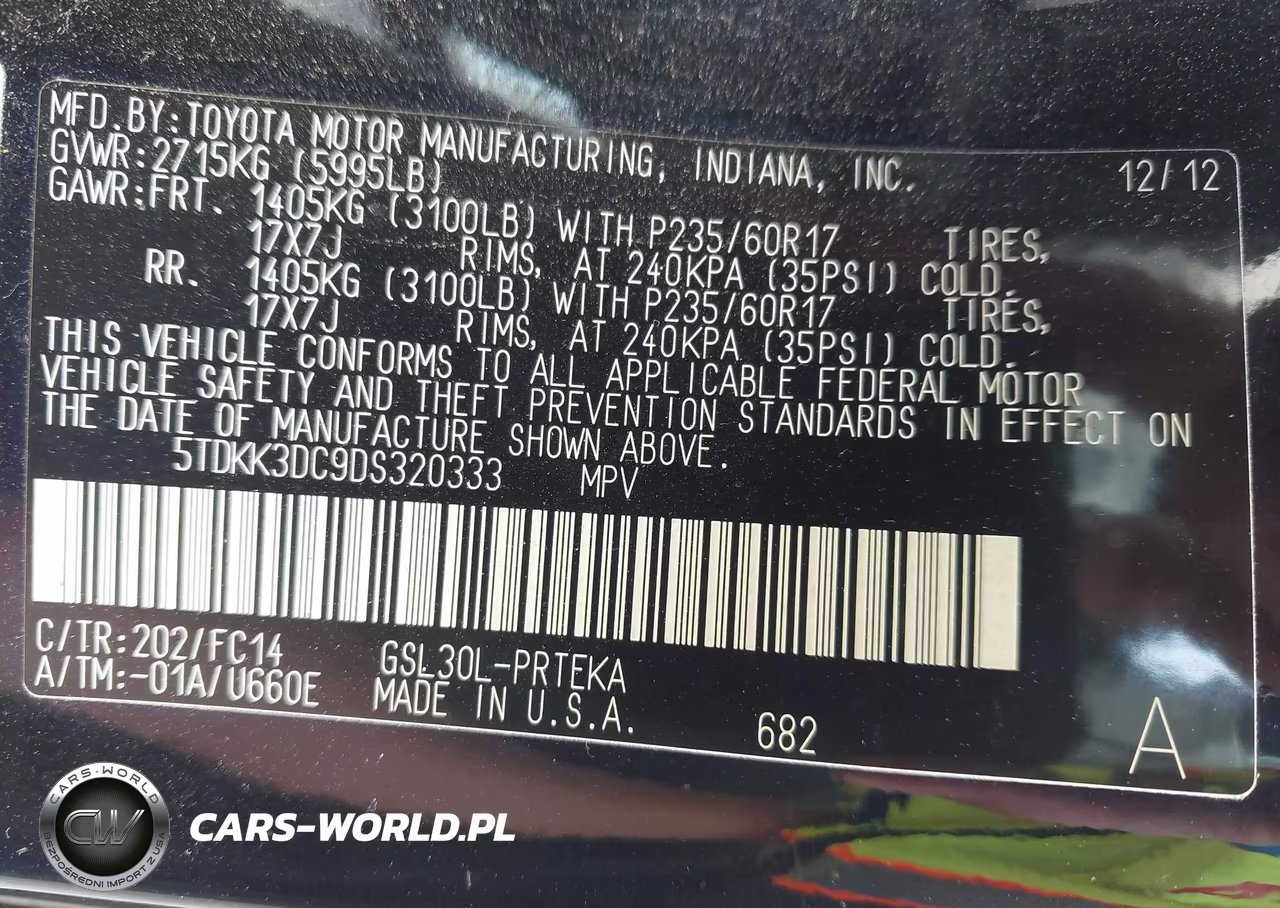 2013 Toyota Sienna Le V6 8 Passenger VIN:5TDKK3DC9DS320333 - 9