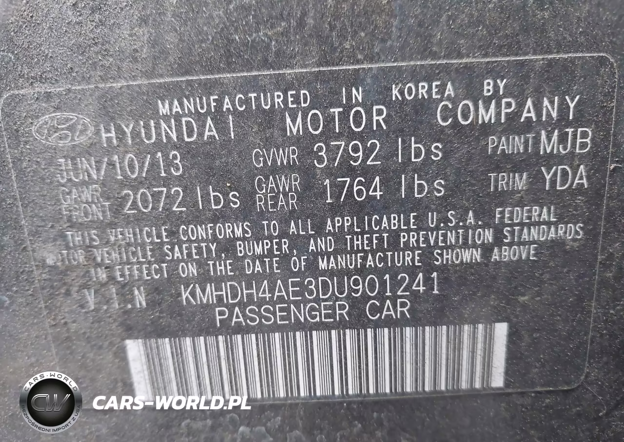2013 Hyundai Elantra Gls VIN:KMHDH4AE3DU901241 - 9
