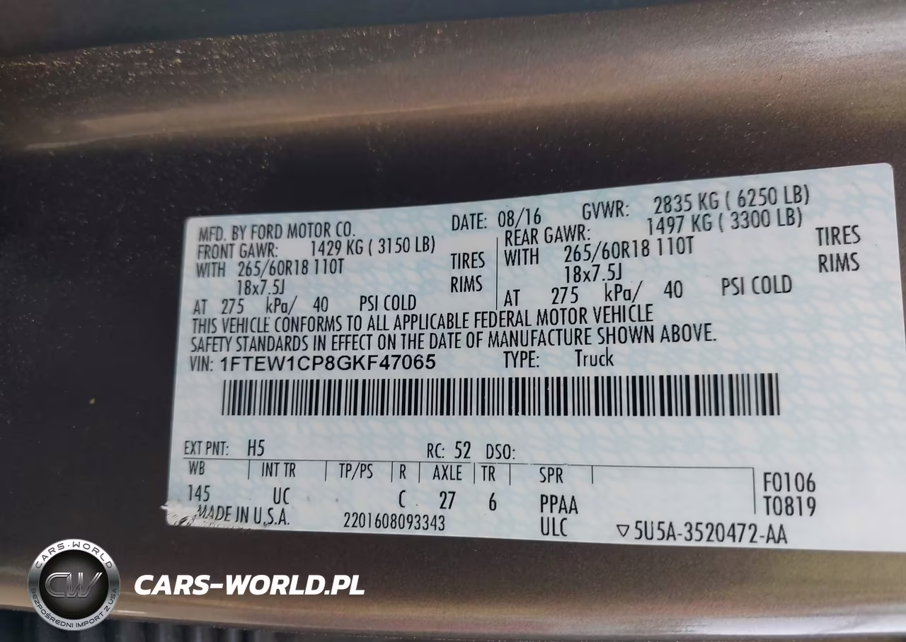 2016 Ford F-150 Xlt VIN:1FTEW1CP8GKF47065 - 9