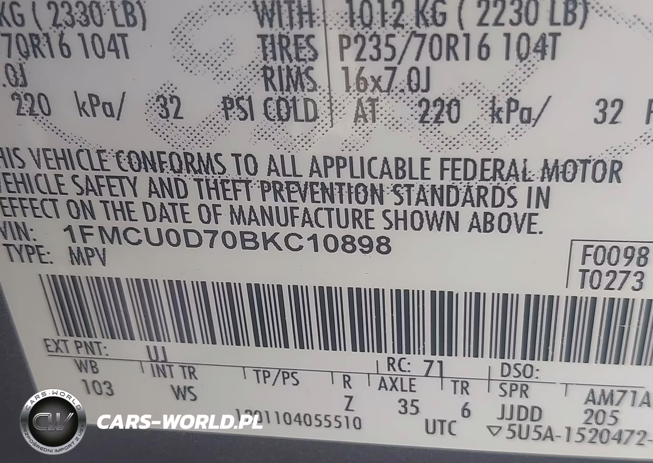 2011 Ford Escape Xlt VIN:1FMCU0D70BKC10898 - 9
