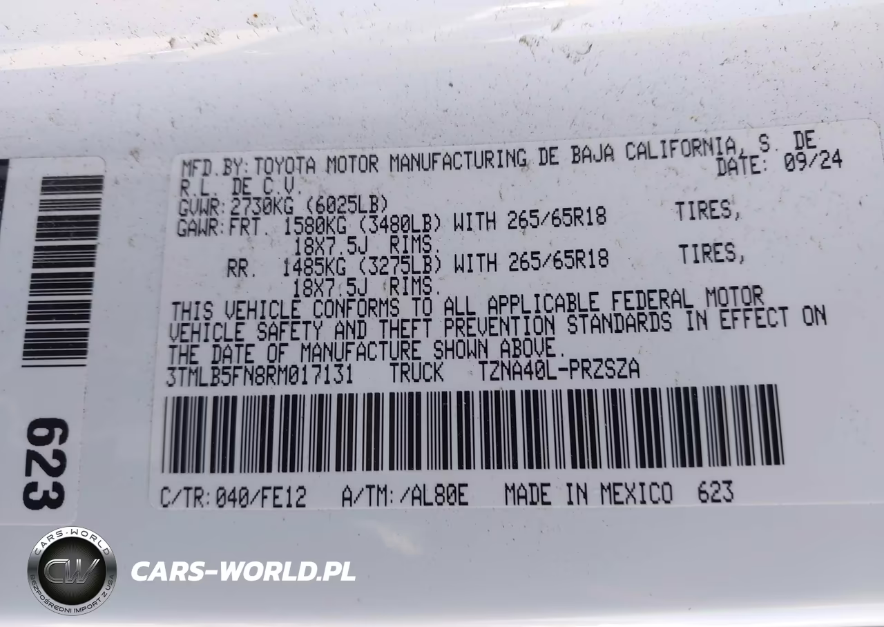 2024 Toyota Tacoma Trd Sport VIN:3TMLB5FN8RM017131 - 9