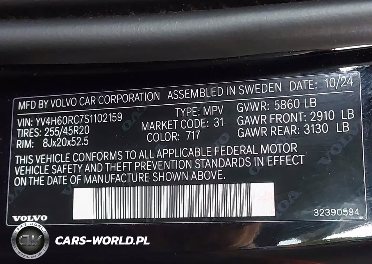 2025 Volvo Xc60 Plug-In Hybrid Plus, T8 Awd Electric-Gasoline, Dark VIN:YV4H60RC7S1102159 - 9