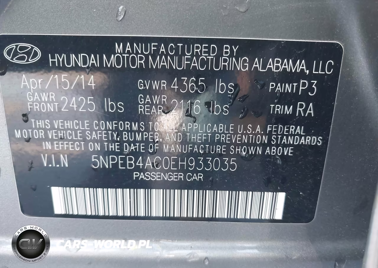 2014 Hyundai Sonata Gls VIN:5NPEB4AC0EH933035 - 9