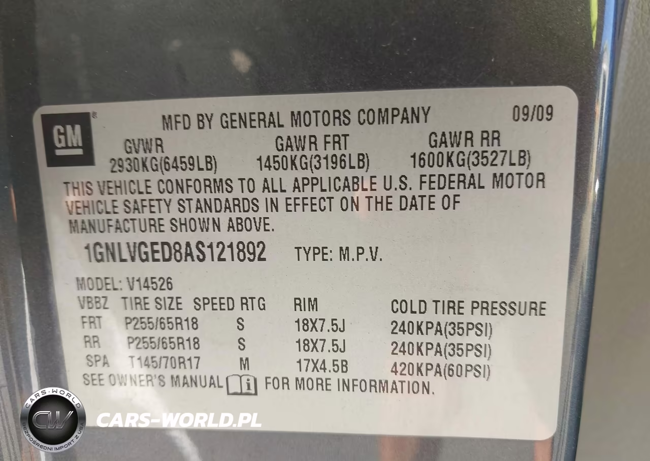 2010 Chevrolet Traverse Lt VIN:1GNLVGED8AS121892 - 9