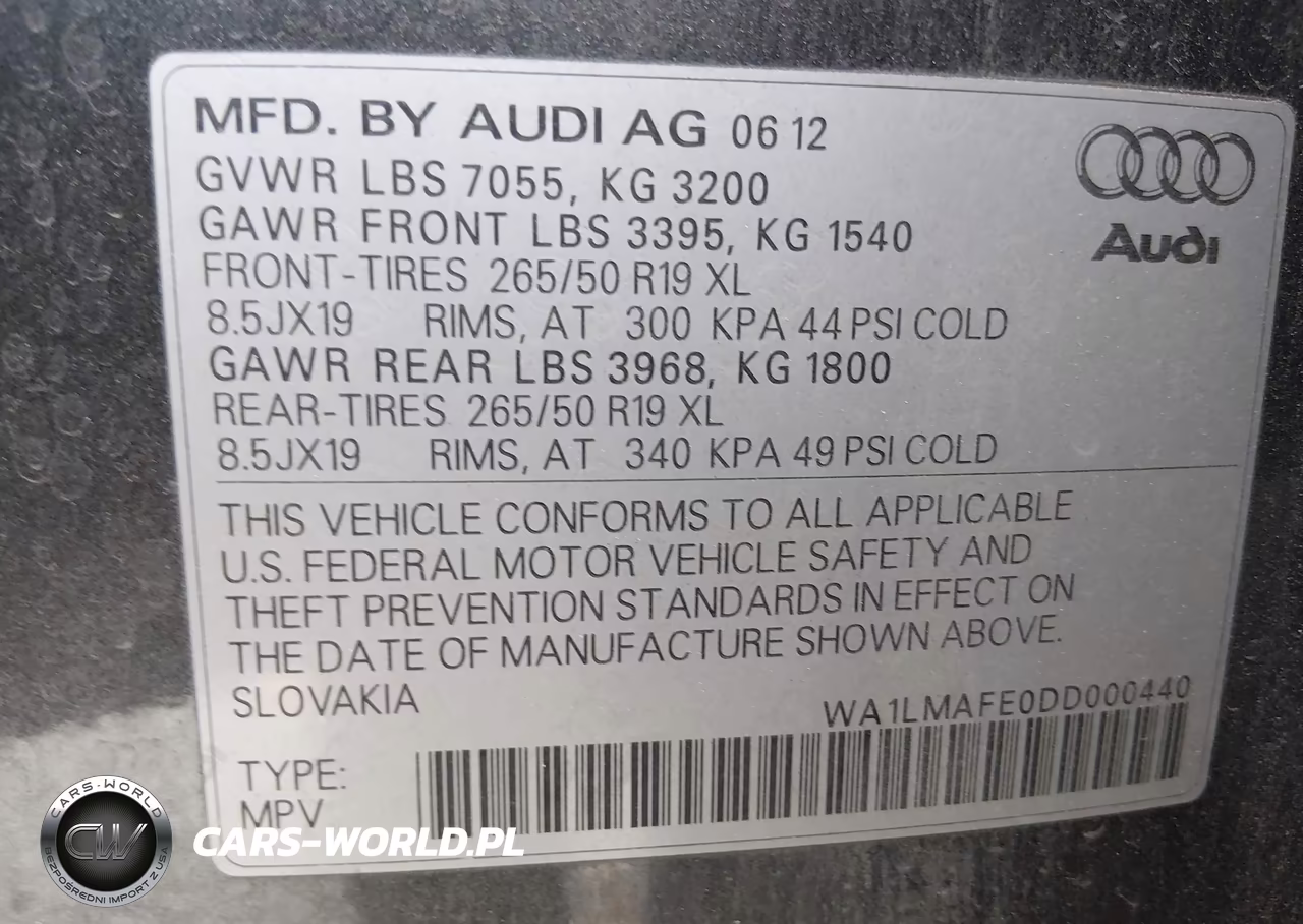 2013 Audi Q7 3.0 Tdi Premium VIN:WA1LMAFE0DD000440 - 9