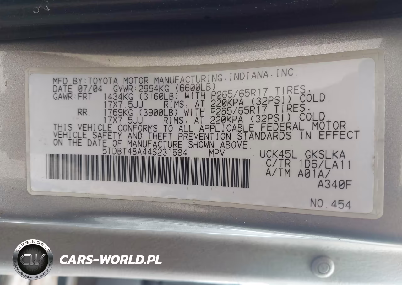 2004 Toyota Sequoia Limited V8 VIN:5TDBT48A44S231684 - 9