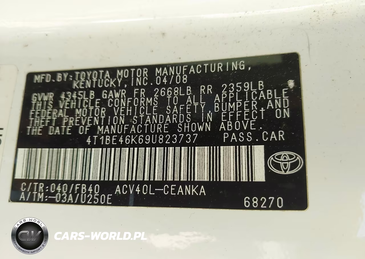 2009 Toyota Camry Le VIN:4T1BE46K69U823737 - 9