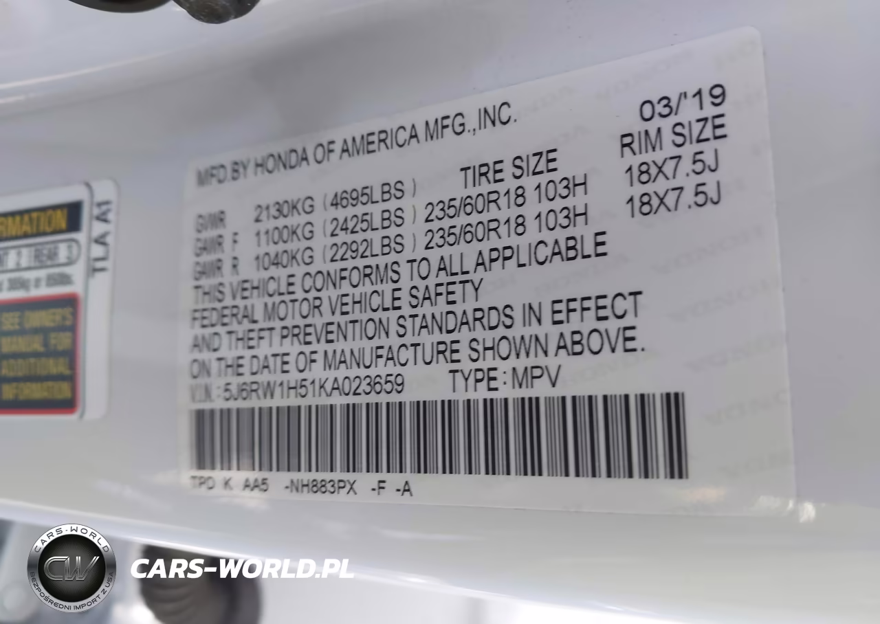 2019 Honda Cr-V Ex VIN:5J6RW1H51KA023659 - 9