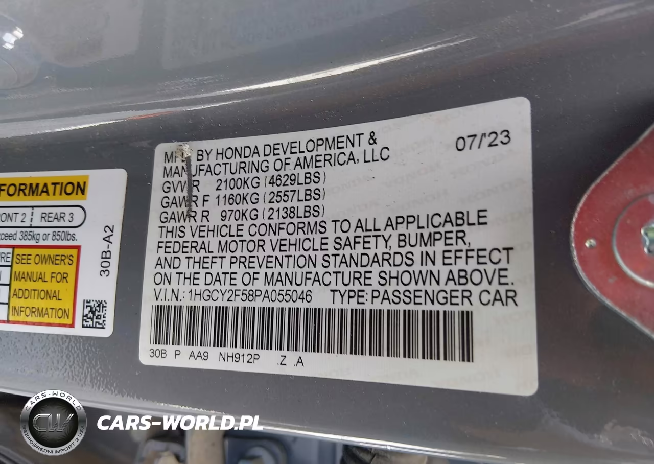 2023 Honda Accord Hybrid Sport VIN:1HGCY2F58PA055046 - 9