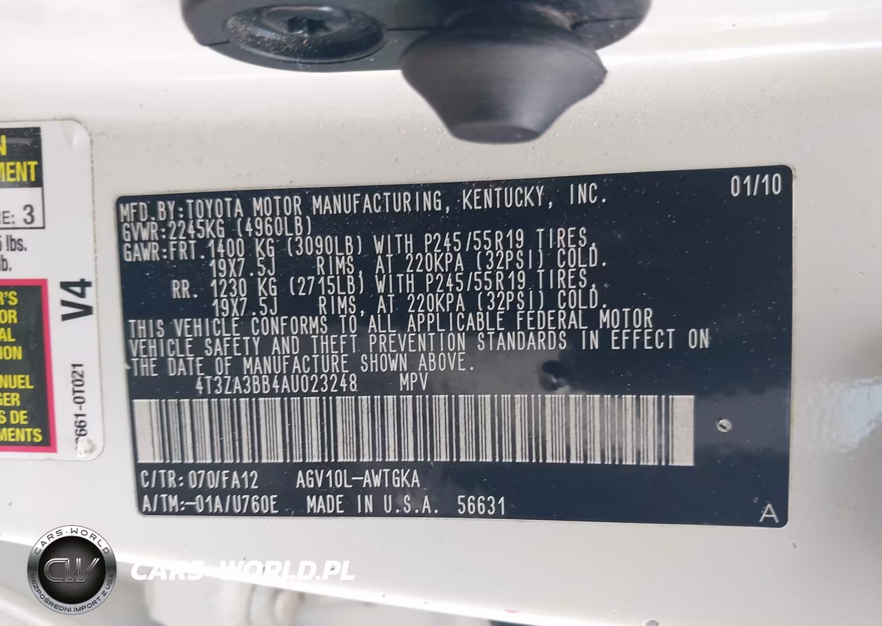 2010 Toyota Venza VIN:4T3ZA3BB4AU023248 - 9