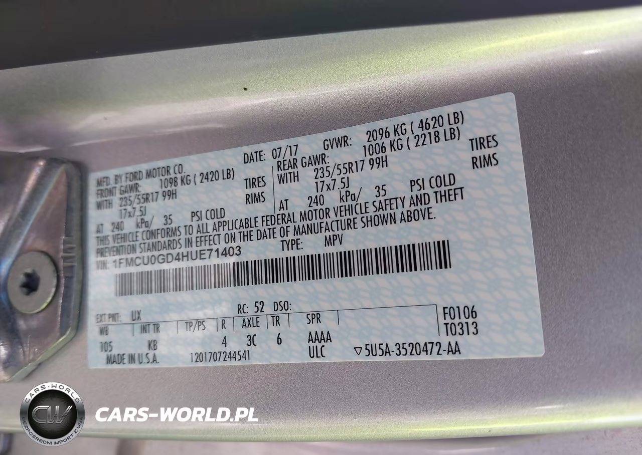 2017 Ford Escape Se VIN:1FMCU0GD4HUE71403 - 9