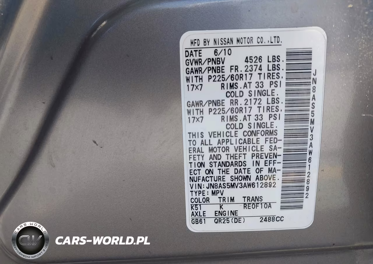2010 Nissan Rogue Sl VIN:JN8AS5MV3AW612892 - 9
