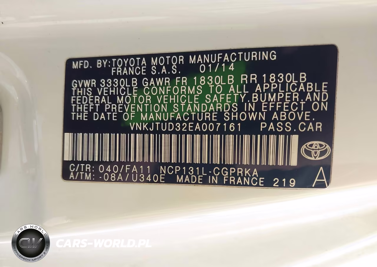 2014 Toyota Yaris L (Tmmf Plant) VIN:VNKJTUD32EA007161 - 9