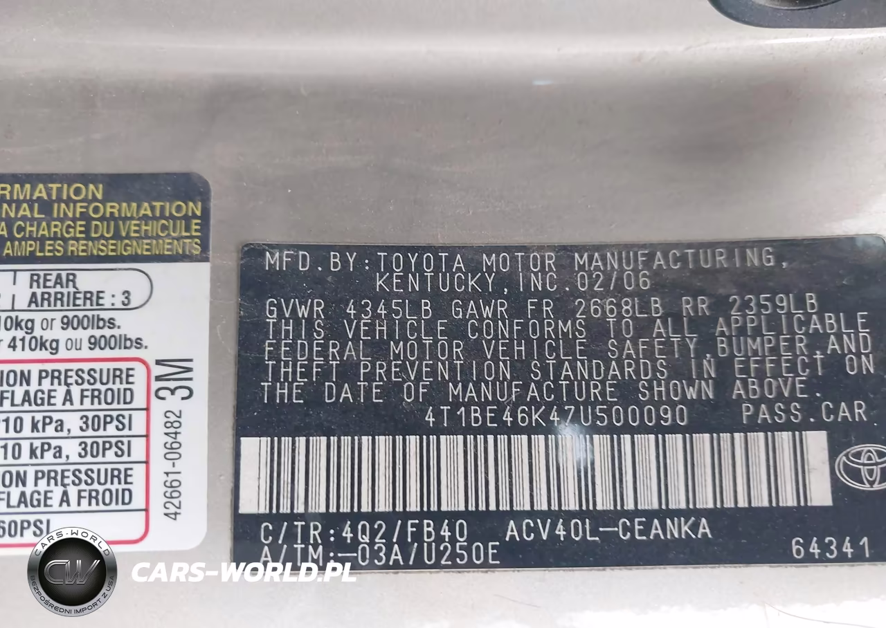 2007 Toyota Camry Le VIN:4T1BE46K47U500090 - 9