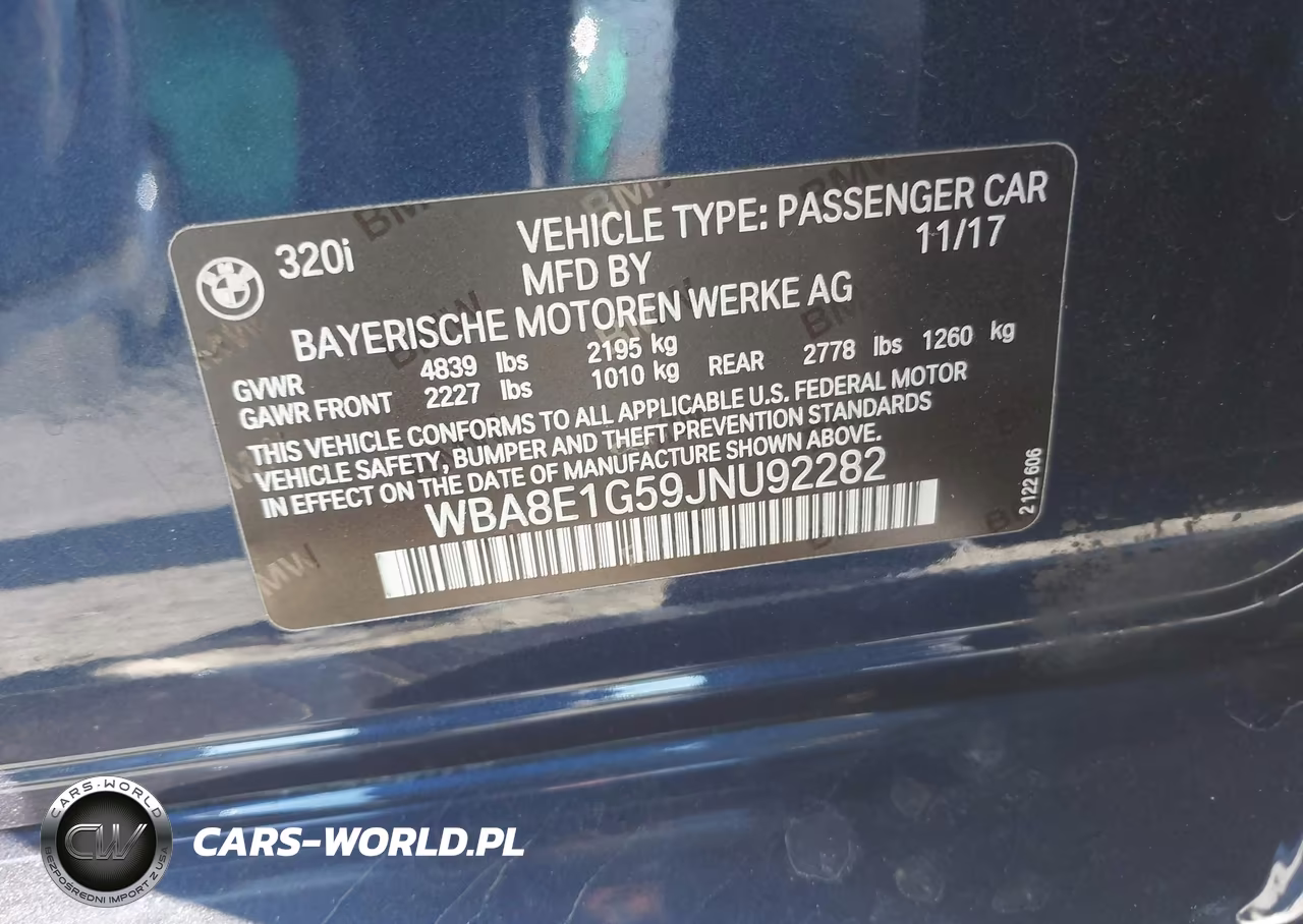 2018 BMW 320I VIN:WBA8E1G59JNU92282 - 9