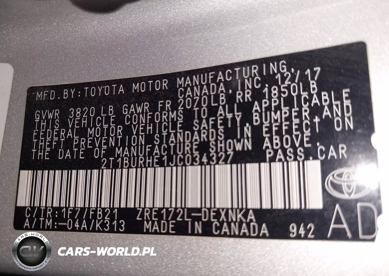 2018 Toyota Corolla Le VIN:2T1BURHE1JC034327 - 9