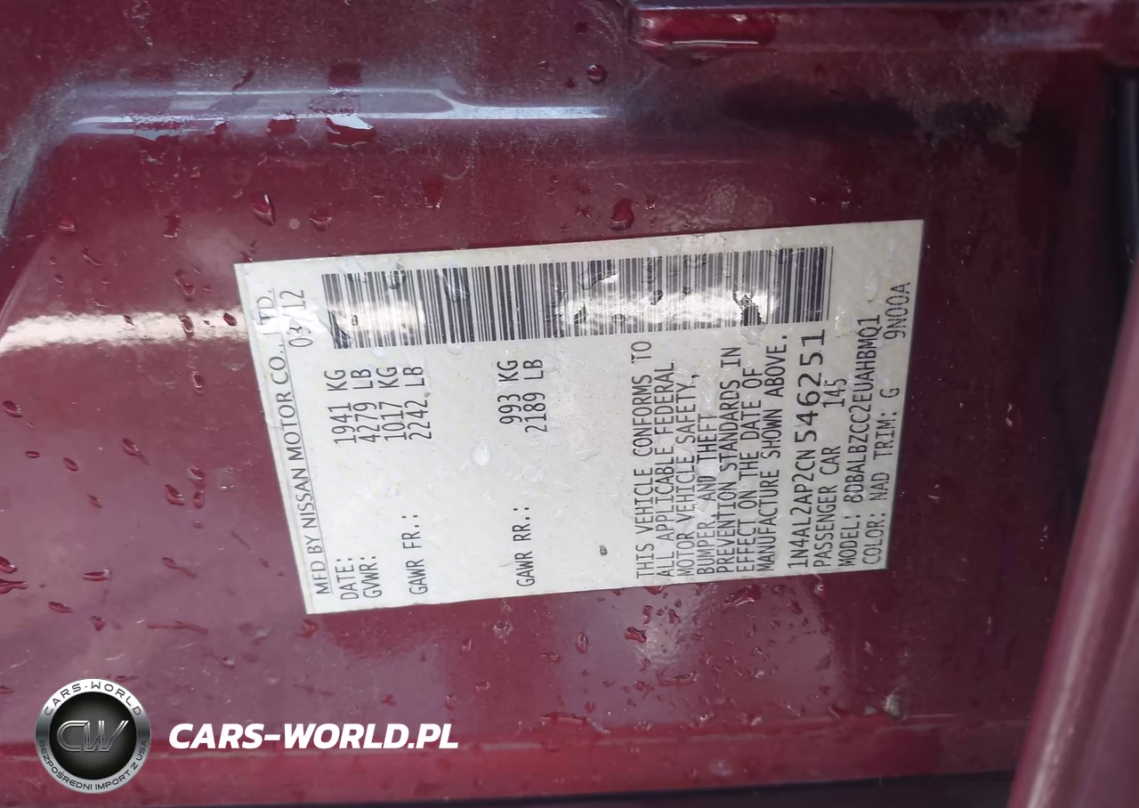 2012 Nissan Altima 2.5 S VIN:1N4AL2AP2CN546251 - 9