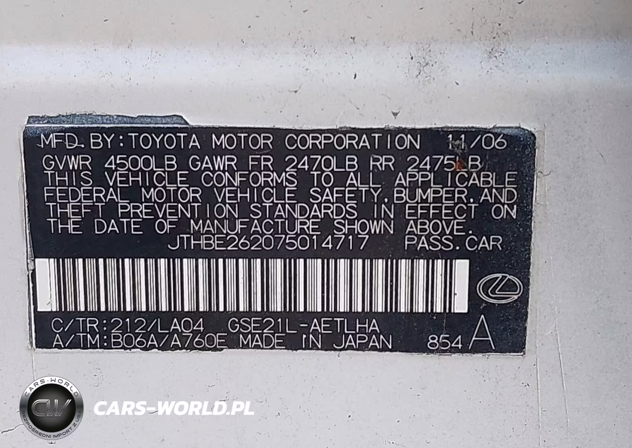 2007 Lexus Is 350 VIN:JTHBE262075014717 - 9
