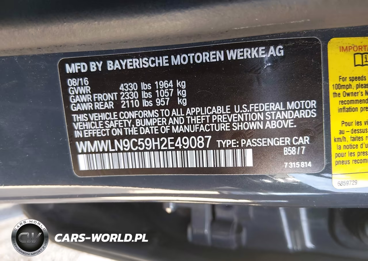 2017 Mini Clubman Cooper S VIN:WMWLN9C59H2E49087 - 9