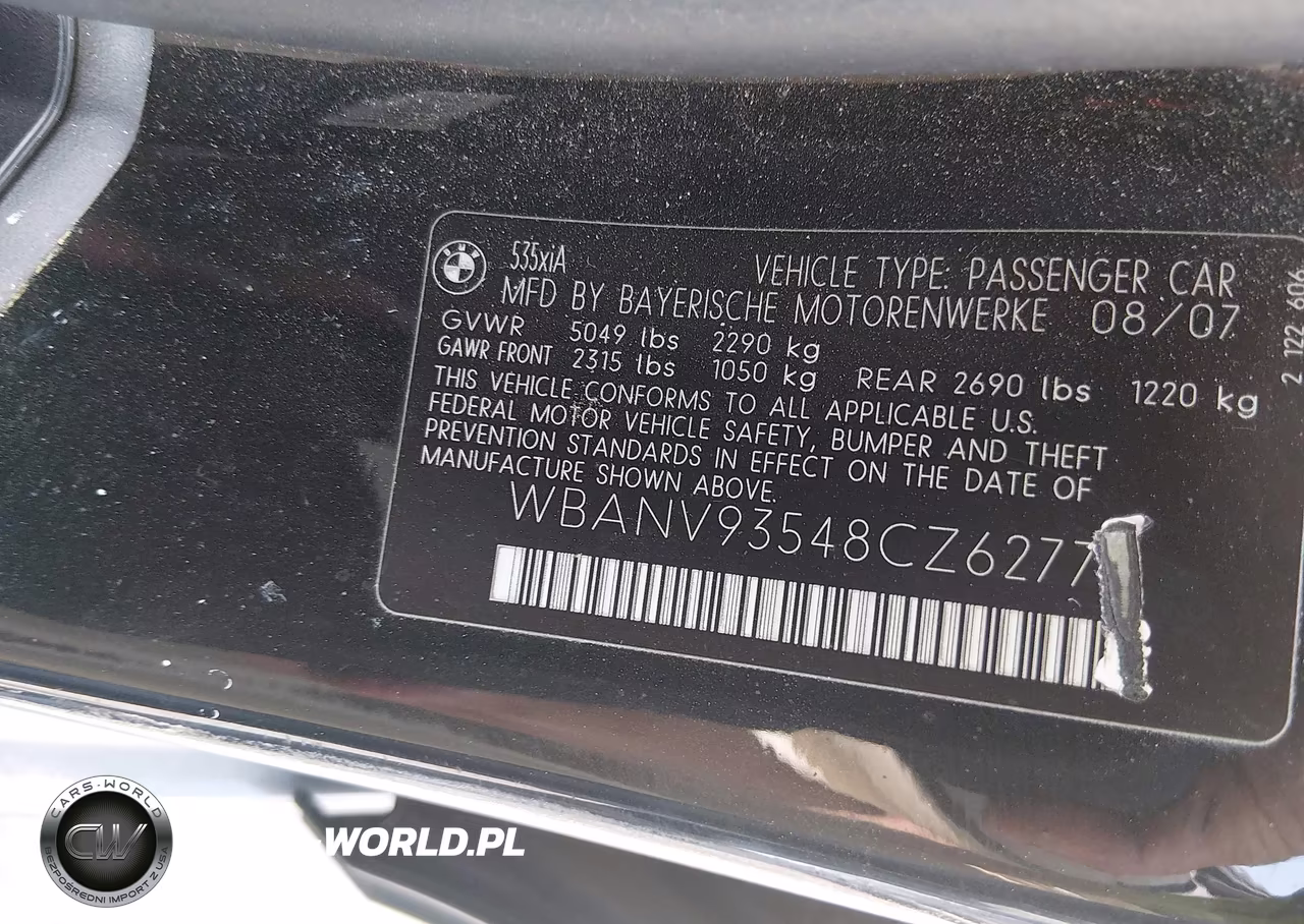 2008 BMW 535Xi VIN:WBANV93548CZ62778 - 9