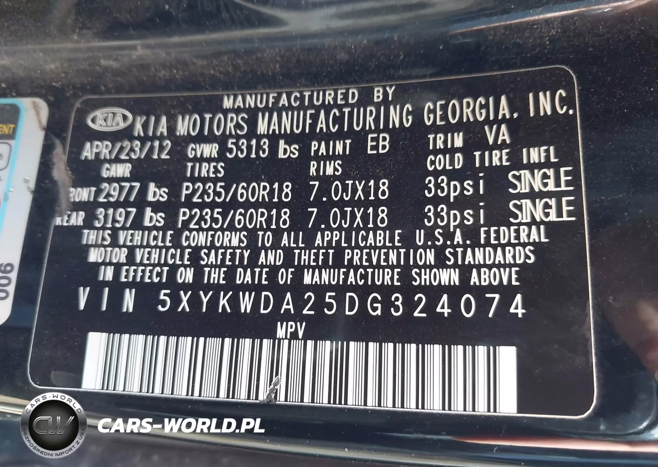 2013 Kia Sorento Sx V6 VIN:5XYKWDA25DG324074 - 9