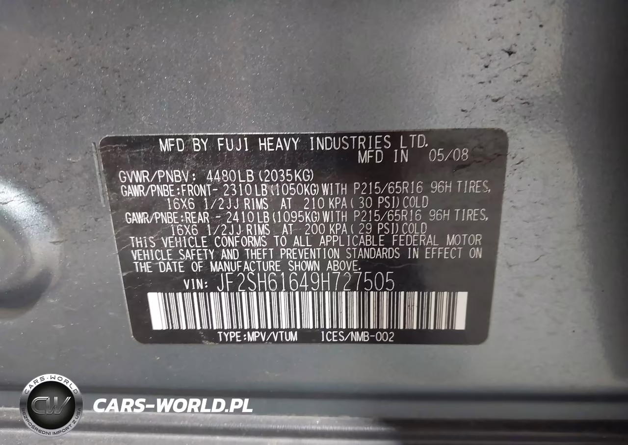 2009 Subaru Forester 2.5X VIN:JF2SH61649H727505 - 9