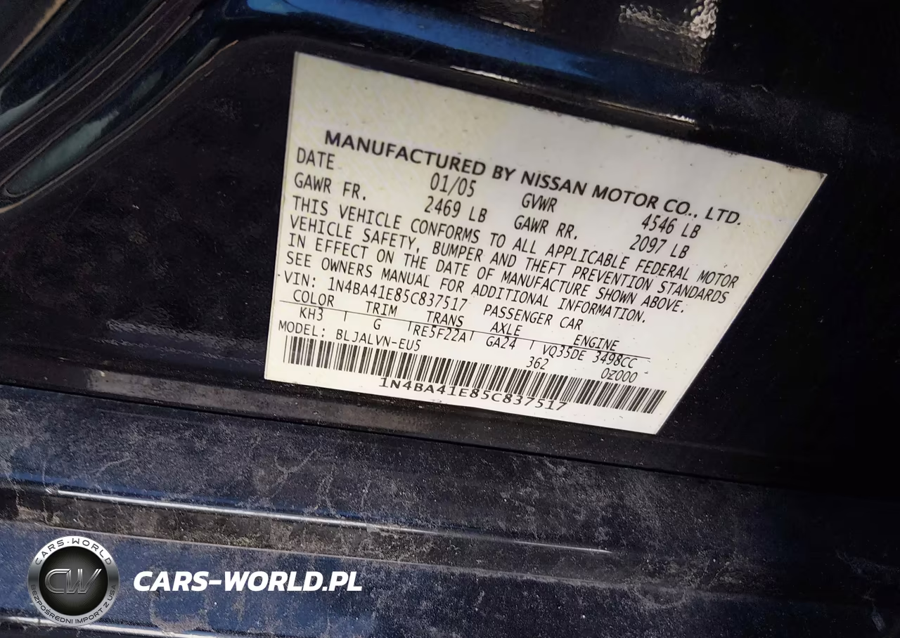 2005 Nissan Maxima 3.5 Se VIN:1N4BA41E85C837517 - 9